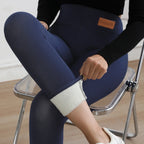 Damen Winter Lederleggings High Waist – Gefütterte Thermo Leggings mit Samt-Fleece, warm & elastisch