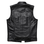 Herren Biker Lederweste aus echtem Rindsleder – Slim Fit Motorrad Weste im Sons of Anarchy Stil, Ärmellose Zipper-Weste für Frühjahr & Herbst
