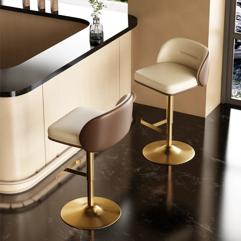 Moderner Barstuhl aus Leder & Metall – Minimalistischer Design-Barhocker in Weiß-Creme für Küche, Bar & Restaurant