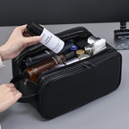 PU Leder Kulturbeutel mit vielen Fächern – Wasserdichte Reise- & Make-up Tasche mit Nass-/Trocken-Trennung für Damen & Herren