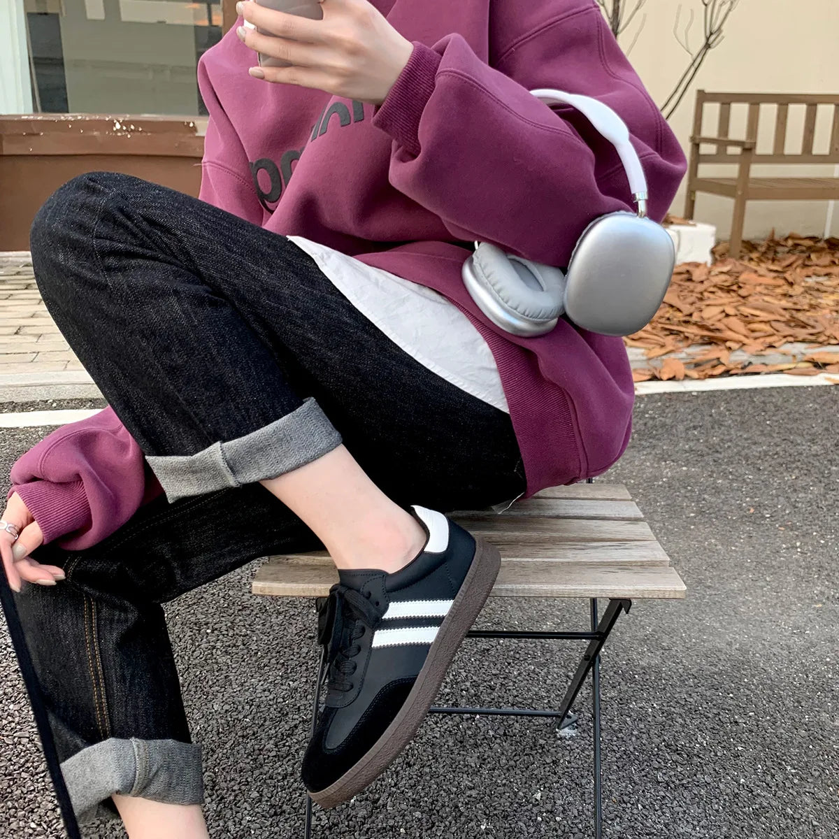 Damen Leder Sneaker im British Style – Retro Vulcanized Shoes aus echtem Rindsleder für Alltag & Freizeit