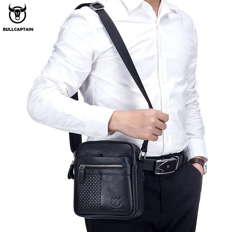 BULLCAPTAIN Sac messager en cuir pour hommes – Sac à dos et pochette pour affaires, voyages et loisirs