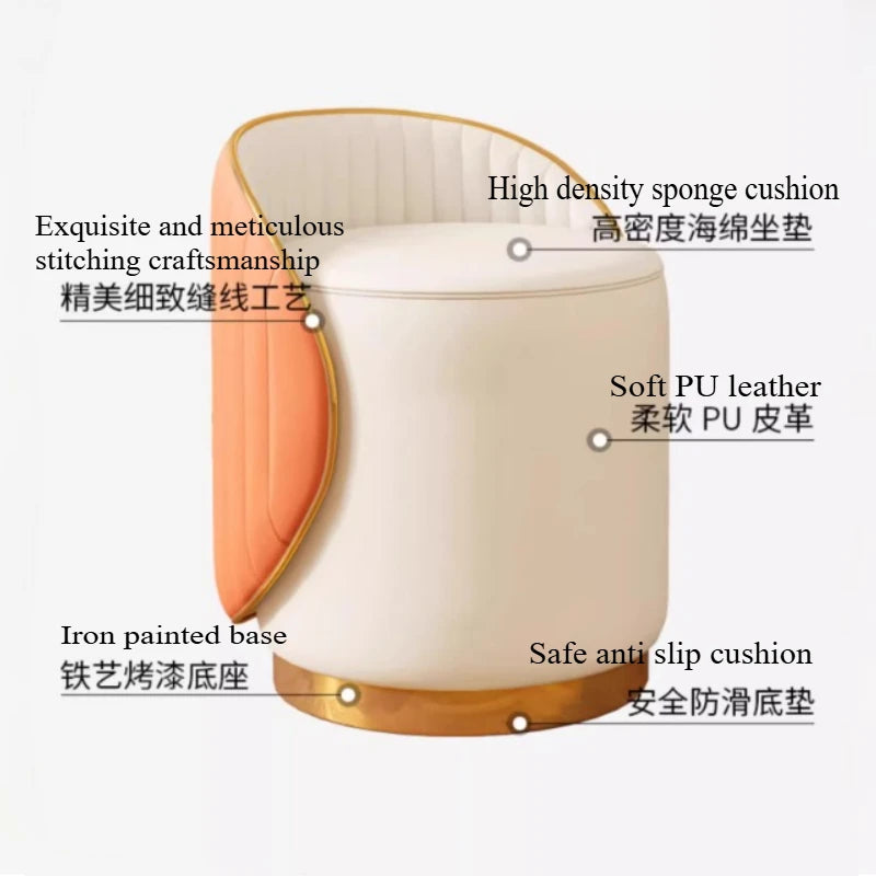 360° drehbarer Lederhocker aus Kunstleder – Moderner Schmink- & Eingangsbereich-Hocker für Flur, Wohnzimmer & Schlafzimmer