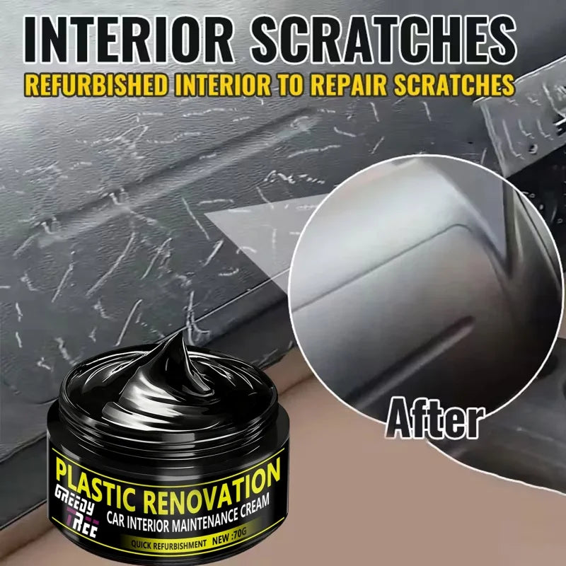 Agent de réparation de plastique automobile – Kristallklarer Leder- &amp; Innenraum-Erneuerungswachs für Auto, Tiefschwarzer Glanz &amp; Schutz