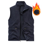 Herren Lederweste für Herbst & Winter – Winddichte, warme Outdoor Weste mit weichem Plüschfutter, komfortable Freizeit- & Sportweste