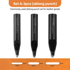 WUTA Basic Series Langloch Lederstanzer Set (3–7 tlg.) – Ovale Lochpfeifen aus Carbonstahl für Gürtel, Uhrenarmbänder & Lederarbeiten