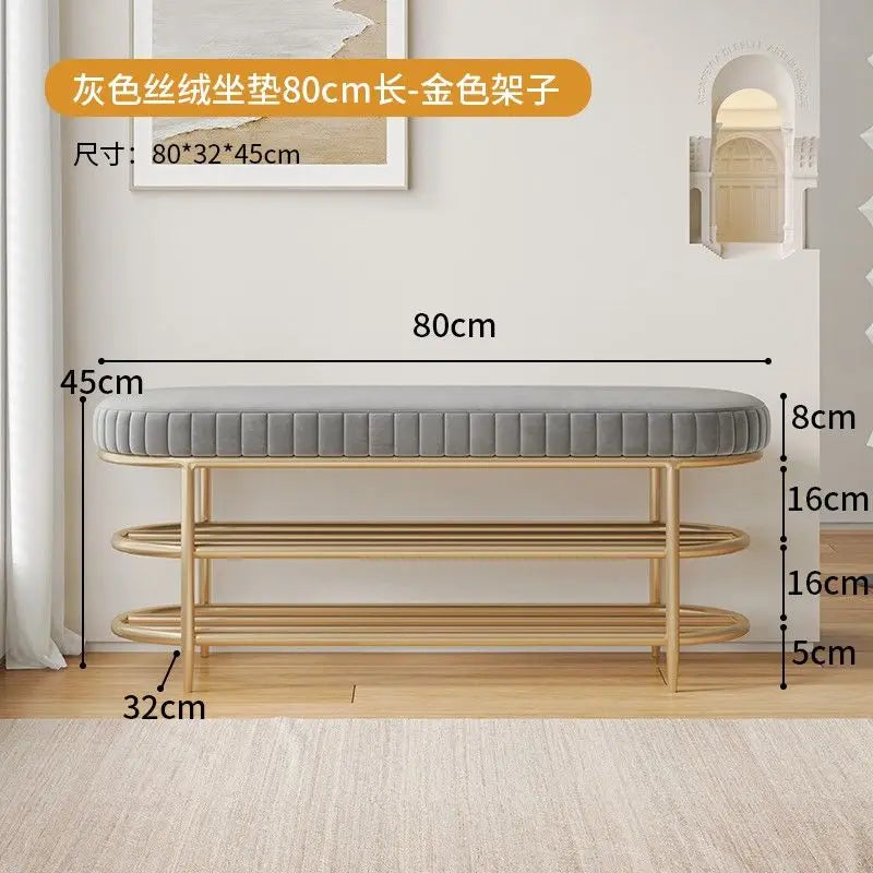 Cremefarbener Schuhhocker & Ottoman aus PU-Leder – Weiche Sitzbank für Flur, Wohnzimmer & Schlafzimmer im modernen Morocco-Stil