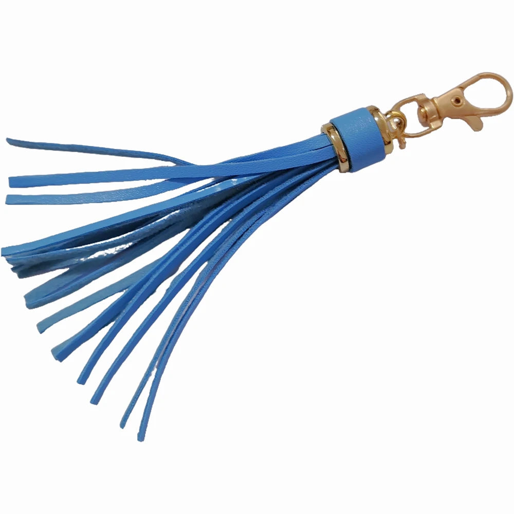 Edler Leder Quasten Schlüsselanhänger mit Karabinerhaken – Eleganter Tassel Keychain & Taschenanhänger in Goldoptik für Damen