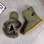 Damen Snow Boots aus echtem Leder & Naturfell – Klassische Winterstiefel aus Wildleder, warm gefüttert & wasserdicht