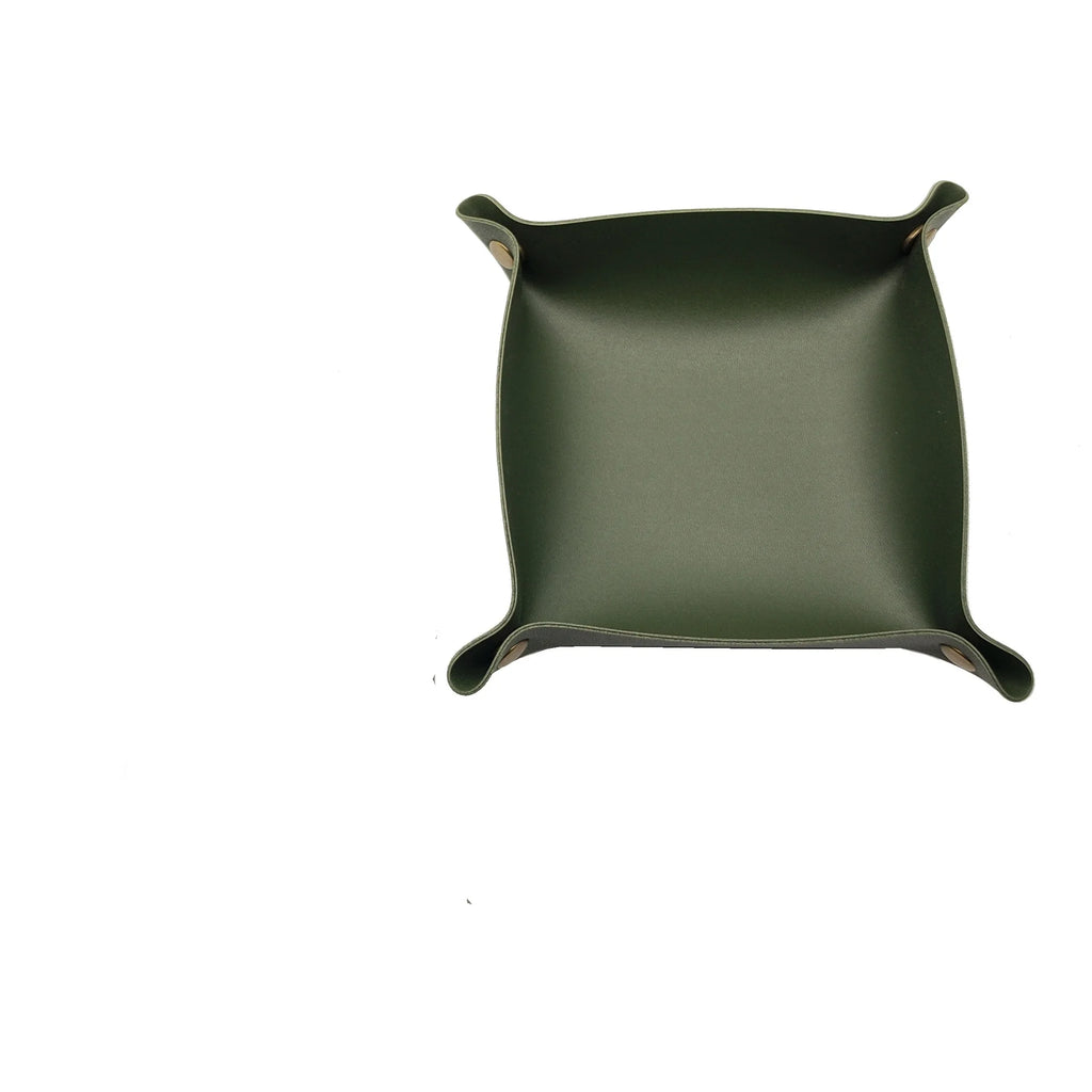 Nordische PU Leder Ablageschale 15 × 15 cm – Faltbare Desktop Storage Box für Schmuck, Kosmetik & Schlüssel