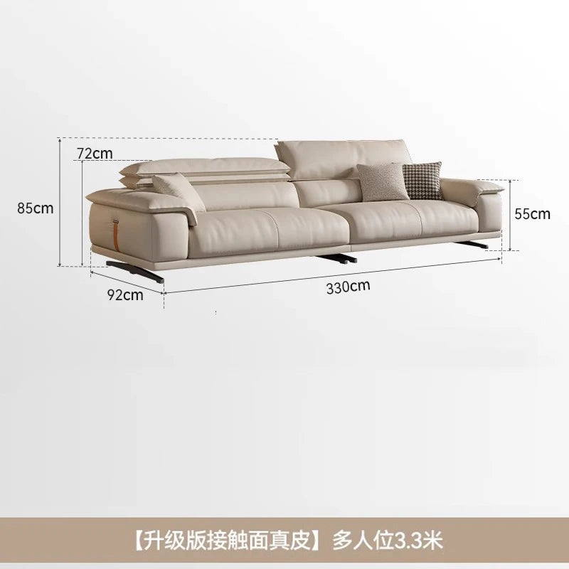 Italienisches Luxus Leder-Ecksofa – Modernes Designer L-Form Sofa for das Wohnzimmer, minimalistes Familien-Sofa aus Echtleder