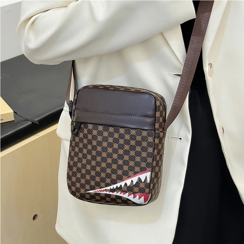 Herren Crossbody Bag – Verstellbare Schultertasche mit Karomuster für Alltag & Freizeit