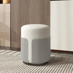 Runder Leder Sitzhocker – Kleiner niedriger Sofa- & Beistellhocker für Wohnzimmer, Lounge & Kaffeebereich