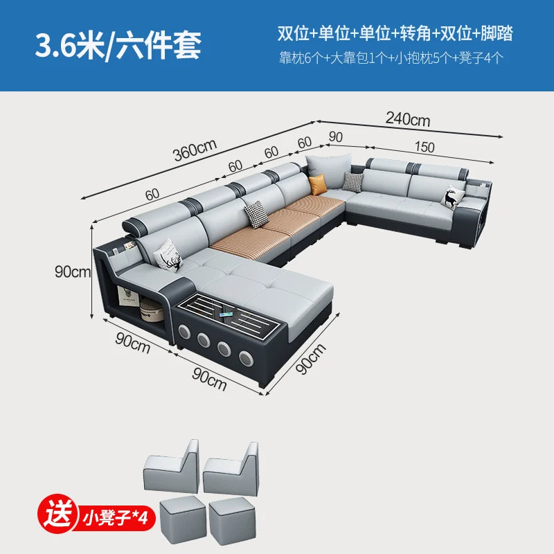 Designer Luxus Ledersofa – Modernes, erweiterbares Center-Seater & Sectional Sofa aus Echtleder für exklusive Wohnräume