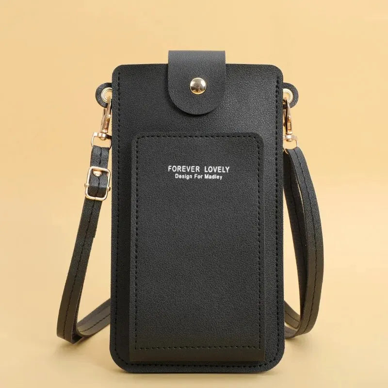 Damen Crossbody Handy-Geldbörse aus PU-Leder – Schultertasche mit Touchscreen-Handyfach, sicherem Verschluss & Business-Design