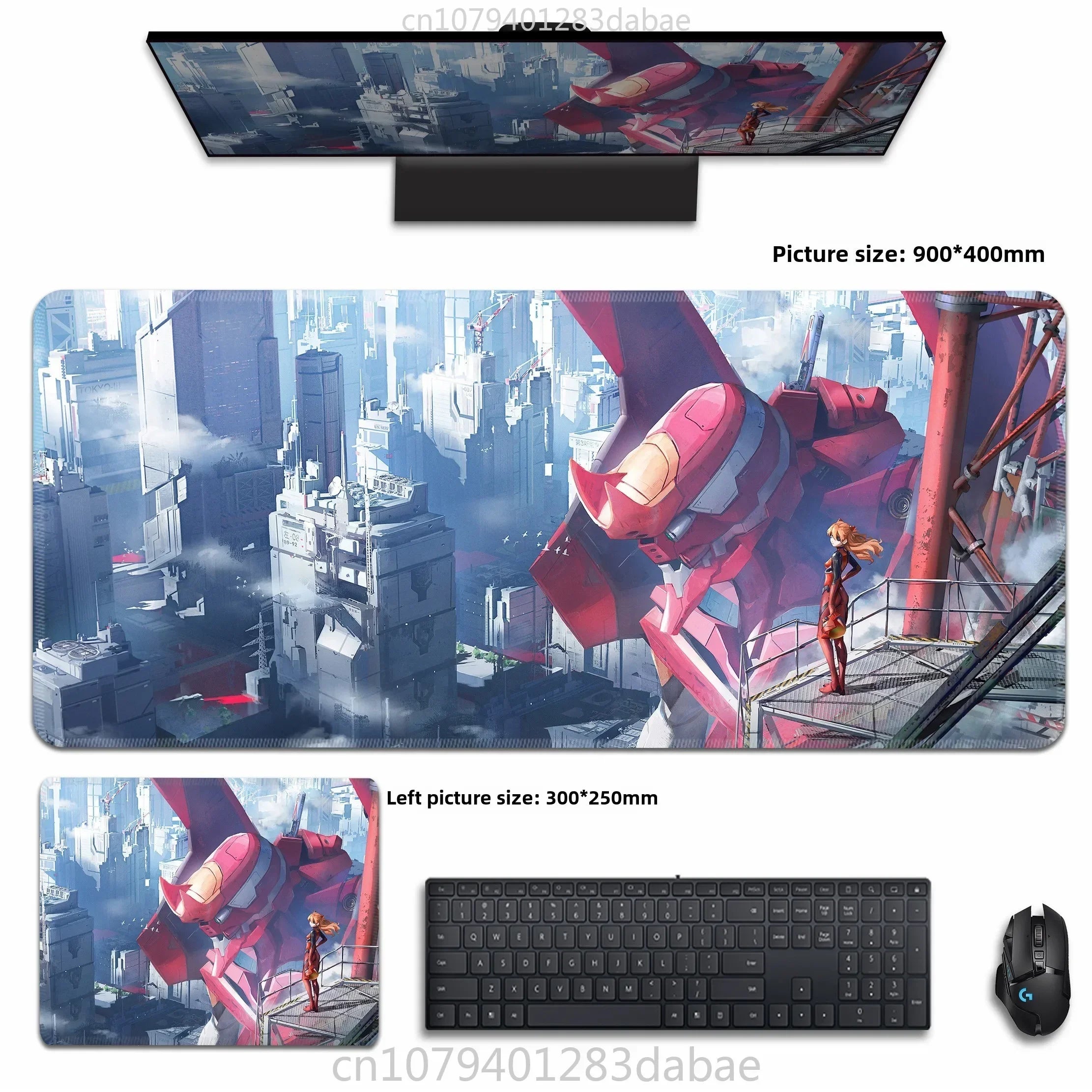 Asuka Langley XXL Anime Schreibtischunterlage aus PU Leder – Wasserdichtes Gaming Mouse Pad im Neon Genesis Evangelion Design