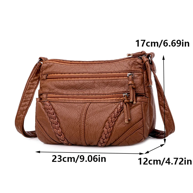 Vintage PU-Leder Schultertasche – Retro Crossbody Bag für Damen, Weiches Leder, Große Kapazität