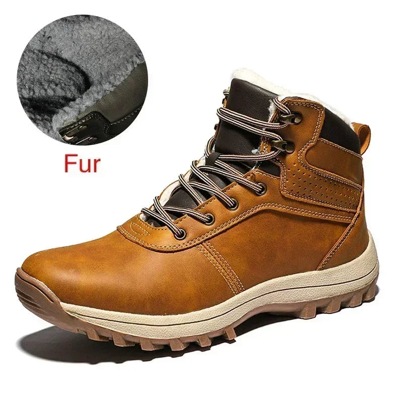 DEKABR Herren Winter Boots – Handgefertigte Schneestiefel aus echtem Leder mit Fell, Wasserdicht, Hoher Schaft, Größen 39-48
