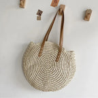 Sommerliche Damen Strandtasche aus Rundem Stroh – Grand sac de plage tissé avec sacs à main Hohem 