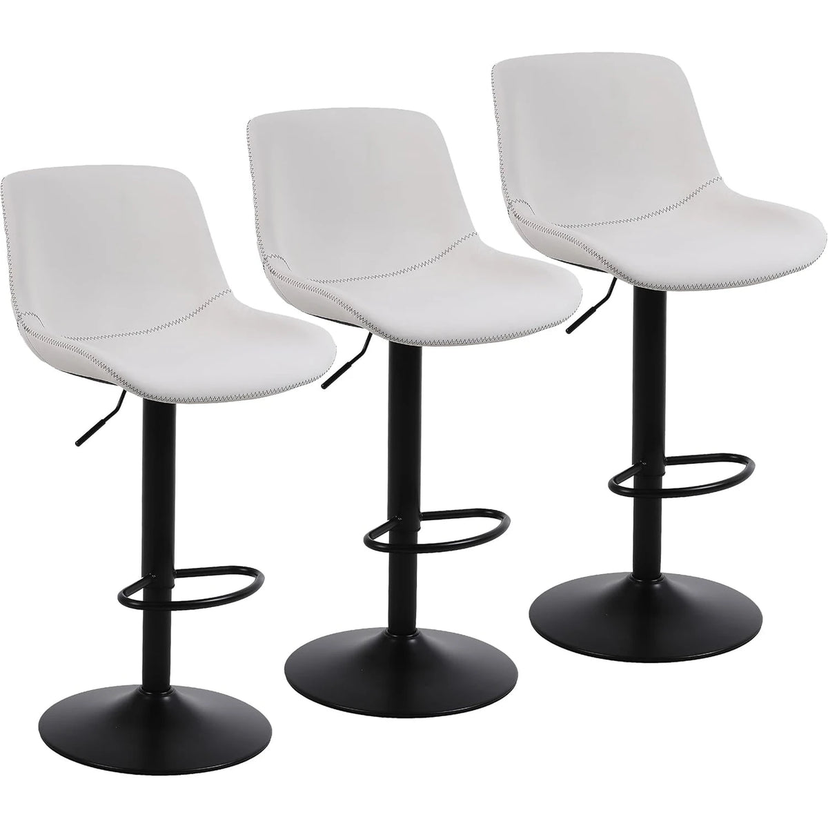 Ralex-Chair Barhocker 3er Set – Höhenverstellbare 360° Dreh-Barstühle aus PU-Leder mit Rückenlehne, moderne Thekenstühle für Küche & Bar