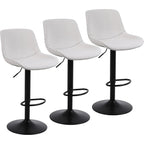 Ralex-Chair Barhocker 3er Set – Höhenverstellbare 360° Dreh-Barstühle aus PU-Leder mit Rückenlehne, moderne Thekenstühle für Küche & Bar