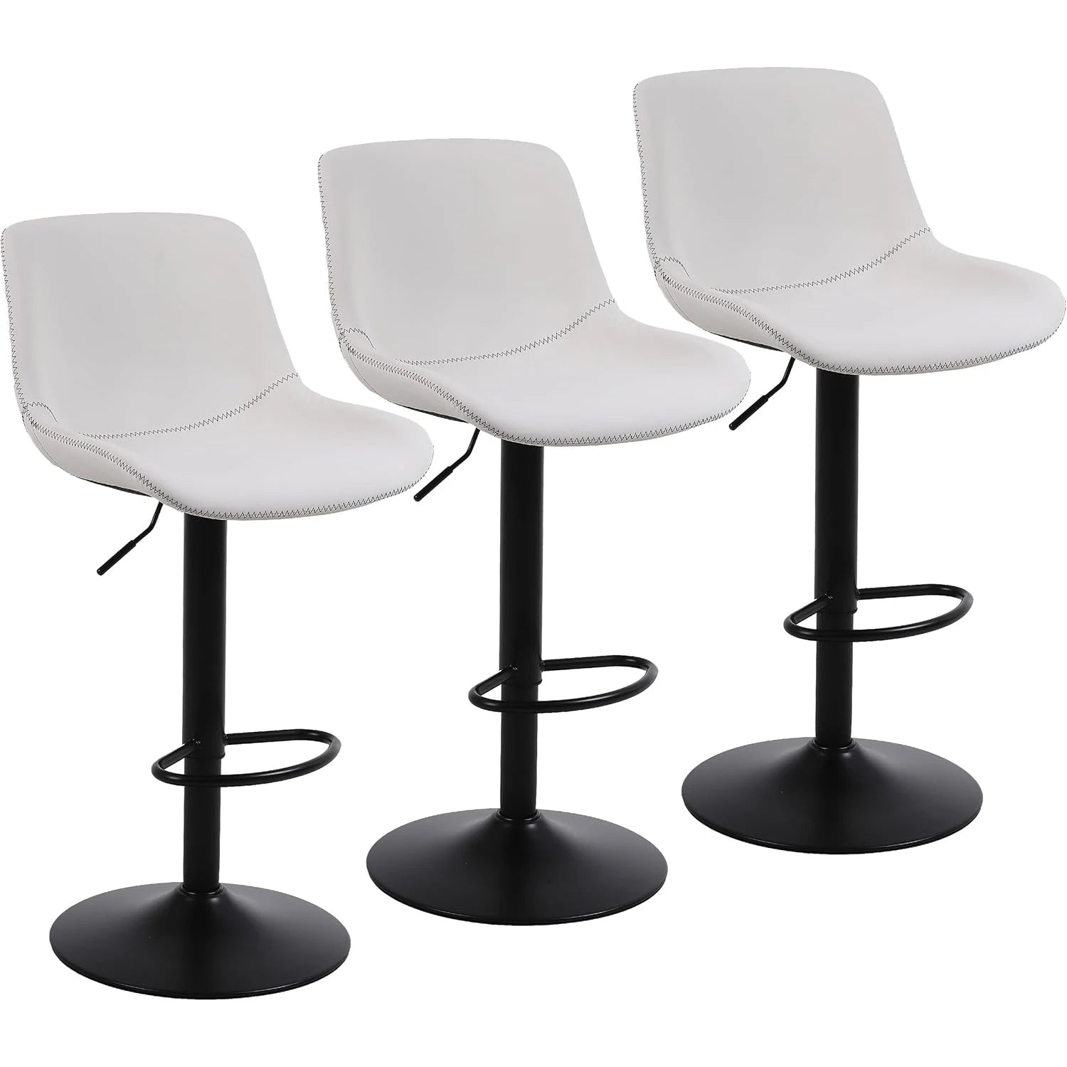 Ralex-Chair Barhocker 3er Set – Höhenverstellbare 360° Dreh-Barstühle aus PU-Leder mit Rückenlehne, moderne Thekenstühle für Küche & Bar