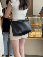 Longchamp Damen &amp; Herren Schultertasche – Grand sac fourre-tout en cuir de qualité supérieure, sacs à main et bandoulière, blanc d'eau