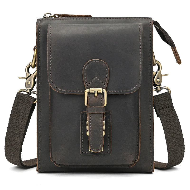 Newsbirds Crazy Horse Leder Messenger Bag – Unisex Crossbody & Schultertasche aus Echtem Leder