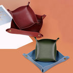 Nordic Style PU-Leder Ablageschale – Faltbarer Desktop Organizer für Schlüssel, Schmuck & Kosmetik | Quadratische Aufbewahrungsbox