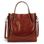 ZENCY Multifunktionale Ledertasche – Gros Shopper Bag aus 100% Echtleder für Damen, Schulter- &amp; Crossbody Tote, Rouge