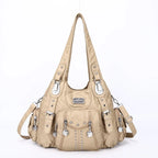 Angelkiss Damen Schultertasche aus PU-Leder – Große Hobo Handtasche mit Reißverschluss, Crossbody & Satchel für Alltag & Party