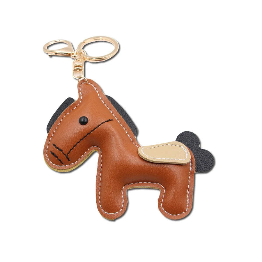 Niedlicher Pferde-Schlüsselanhänger aus PU-Leder – Cartoon Tier-Keychain als Taschen- & Autoanhänger, süßes Geschenk für Freundin, Schwester & Besties