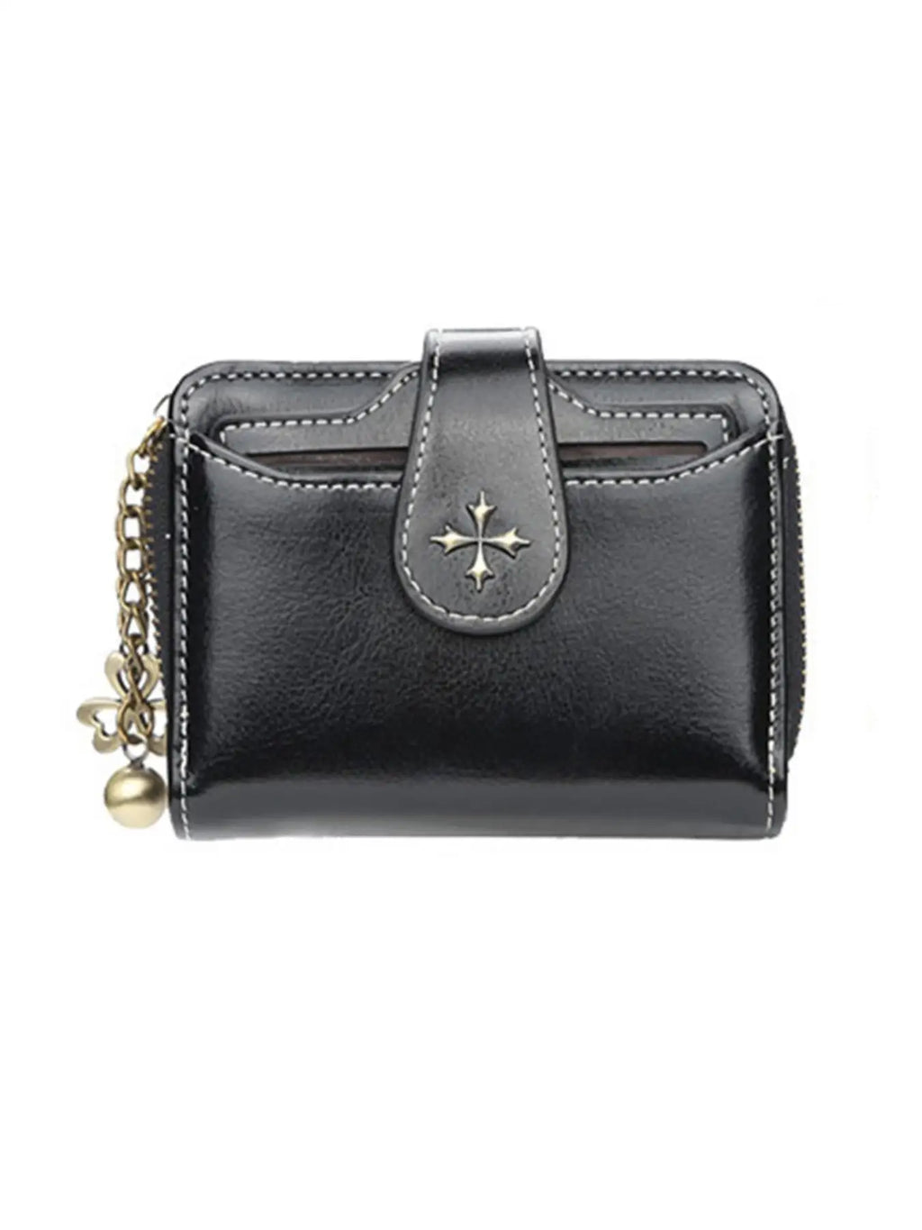 Damen Kurz-Geldbörse mit Schnalle – Europäischer & Amerikanischer Stil PU-Leder Wallet mit Reißverschluss-Münzfach