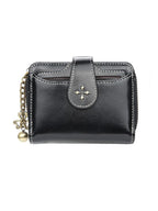 Damen Kurz-Geldbörse mit Schnalle – Europäischer & Amerikanischer Stil PU-Leder Wallet mit Reißverschluss-Münzfach