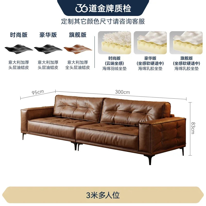 Designer Luxus Ledersofa in Braun – Oversize L-Form Wohnlandschaft für stilvolle Wohnzimmer & exklusive Villen