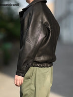 Herren PU-Lederjacke in Schwarz – Vintage Designer Jacke im American Style, Loose Fit mit Reißverschluss für alle Jahreszeiten