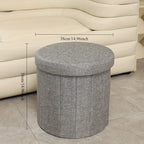 Kreativer runder Teddy-Stoff Hocker mit Stauraum – Weicher Bucket Ottoman & Schminkstuhl für Wohnzimmer & Schlafzimmer