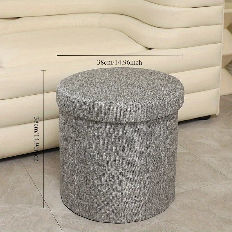 Kreativer runder Teddy-Stoff Hocker mit Stauraum – Weicher Bucket Ottoman & Schminkstuhl für Wohnzimmer & Schlafzimmer