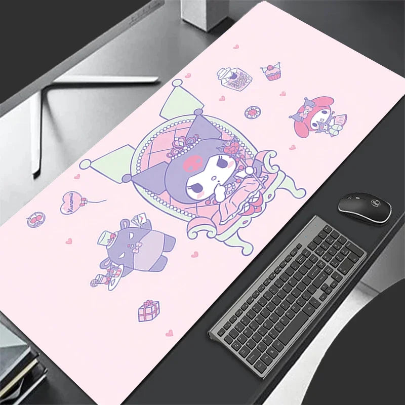 Kawaii Leder Mouse Pad mit Kuromi – Niedliche Gaming & Büro Schreibtischunterlage im Anime-Design von Sanrio