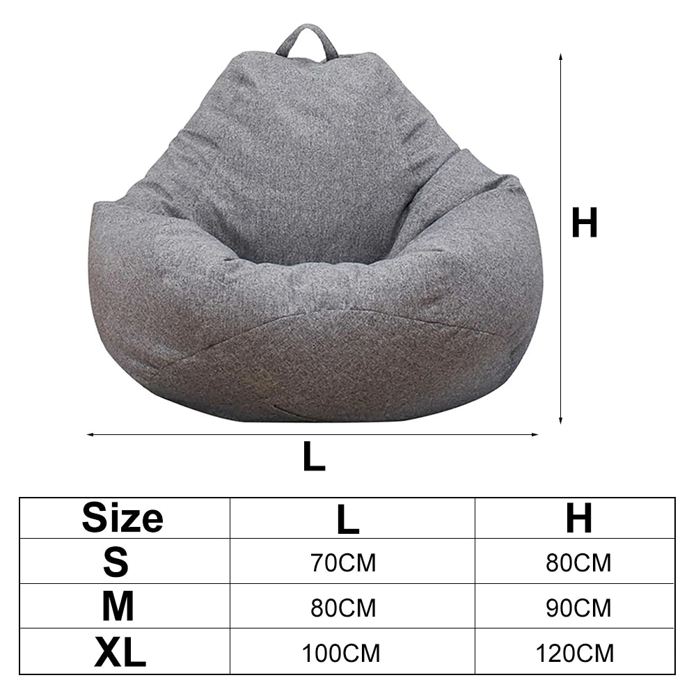 Lazy Sofa Bean Bag Bezug aus Leinenstoff – Sitzsack- & Lounger-Hülle ohne Füllung für Wohnzimmer, Tatami & Lounge