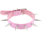 Collier en cuir PU gothique à rivets, style punk gothique, collier fantaisie exagéré, style gothique tendance.