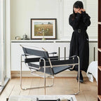 MOMO Lazy Sofa Chair aus Sattelleder – Skandinavischer Lounge- & Einzelsessel mit Edelstahlgestell und Armlehnen