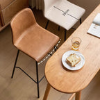 Moderner Leder Barstuhl mit Armlehnen – Höhenverstellbarer & drehbarer Designer-Barhocker für Wohnzimmer, Empfangstheke & Salon