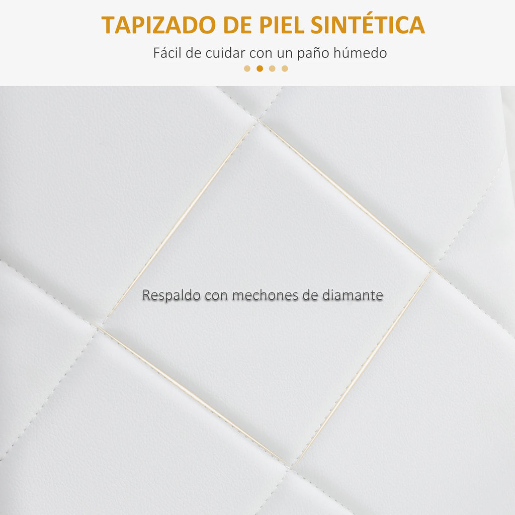 HOMCOM Set aus 4 Esszimmerstühlen aus Kunstleder – Gepolsterte Dining Chairs mit hoher Rückenlehne & Metallbeinen, Weiß, 41 × 50 × 97 cm