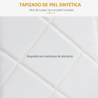 HOMCOM Set aus 4 Esszimmerstühlen aus Kunstleder – Gepolsterte Dining Chairs mit hoher Rückenlehne & Metallbeinen, Weiß, 41 × 50 × 97 cm