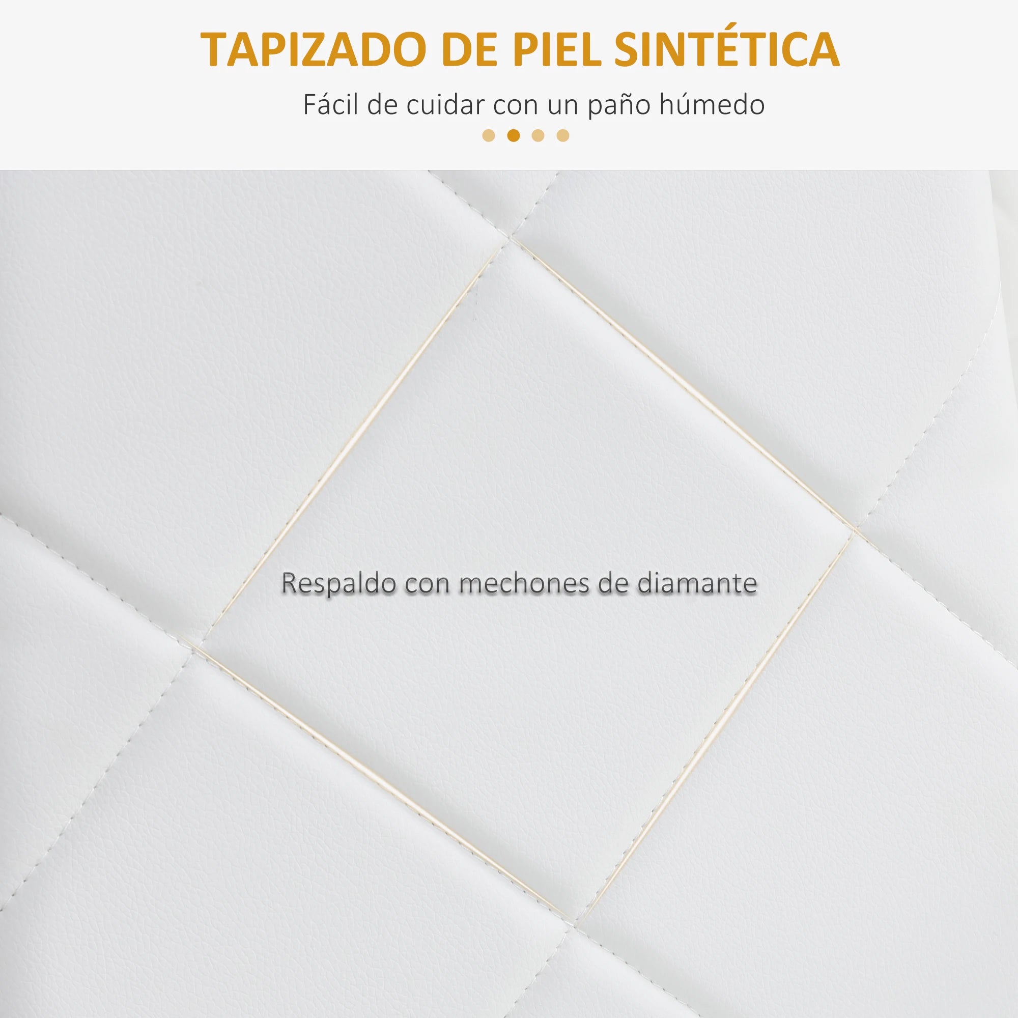 HOMCOM Set aus 4 Esszimmerstühlen aus Kunstleder – Gepolsterte Dining Chairs mit hoher Rückenlehne & Metallbeinen, Weiß, 41 × 50 × 97 cm