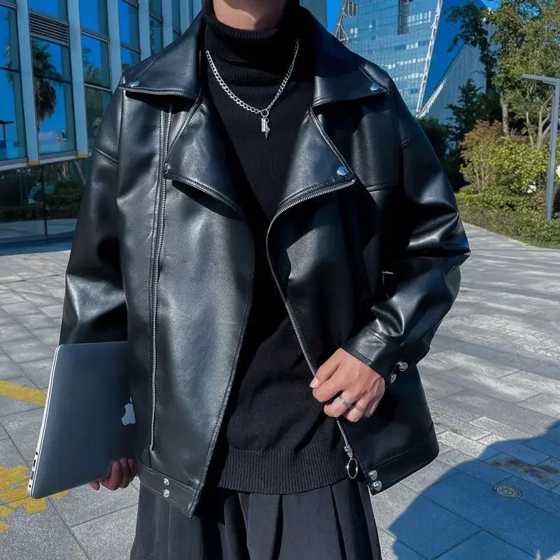 Herren Lederblazer 2025 im Korean Style – Moderner Designer Blazer mit Reißverschluss für Herbst & Winter