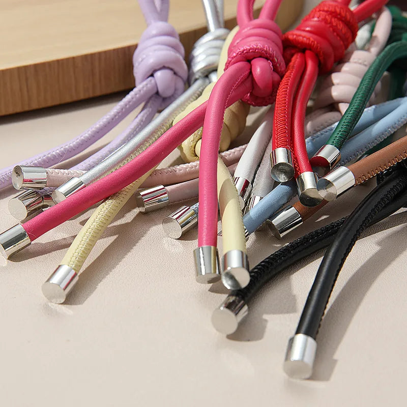 Modischer PU-Leder Seil-Schlüsselanhänger – Vielseitige Hängedekoration für Schlüssel, Handy & Tasche mit O-Ring in Goldoptik