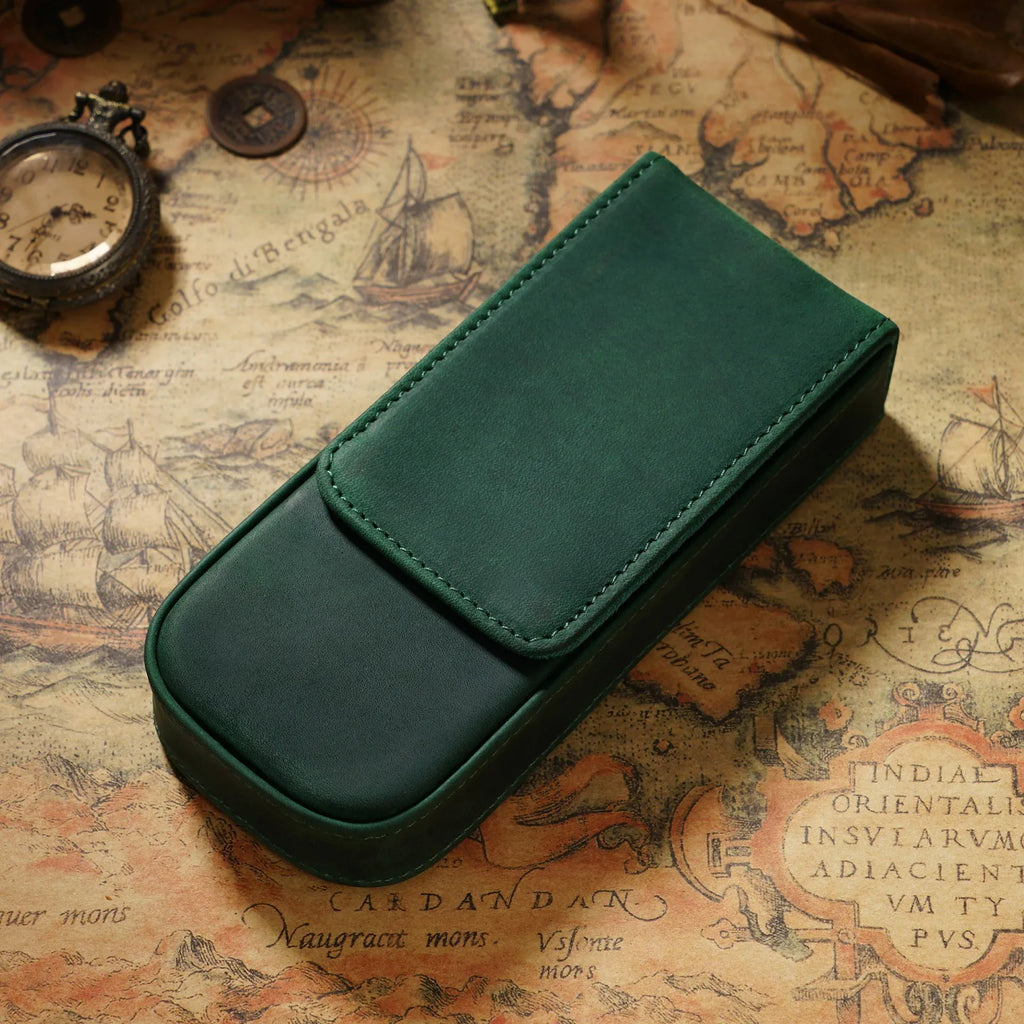 Étui à stylos en cuir véritable avec étui magnétique – Étui à stylos en cuir Crazy Horse pour 3 étuis avec étui à stylos