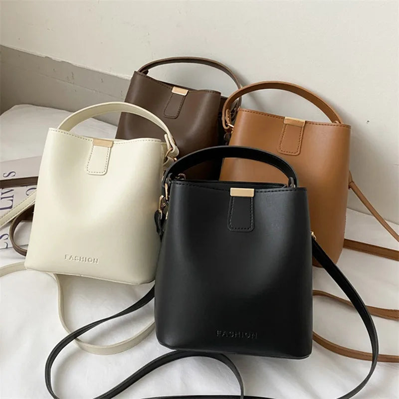STACEYO Sac à main en cuir PU pour femme – Sac fourre-tout décontracté et sac à bandoulière, petit sac seau pour femme, noir 